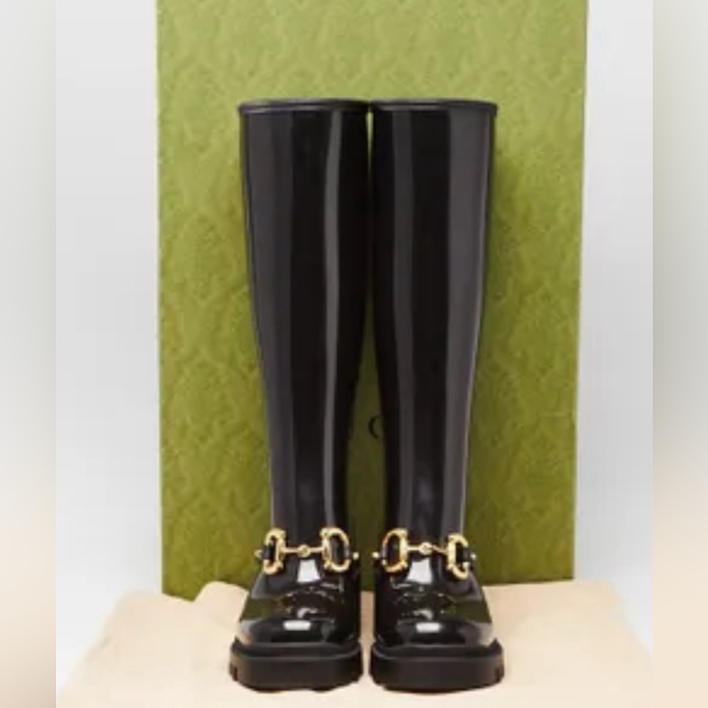 Gucci Black Ankle Boots with Gold Detail